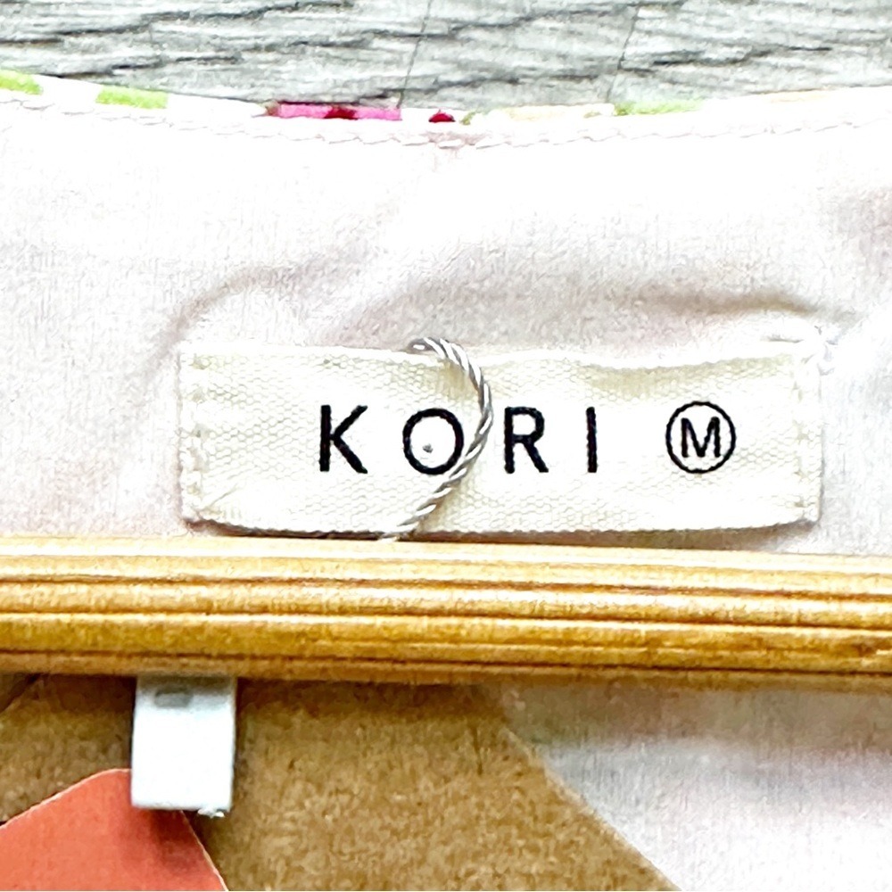 Kori Sage Combo Dress‎ Mini Elastic Shirring V-Neck Sleeveless Lined Floral - Picture 14 of 16